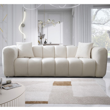 Canapé 3 places velours beige Cleo - Le Dépôt Bailleul