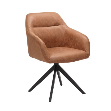 Chaise pivotante PU marron Thélyo - Le Dépôt Bailleul