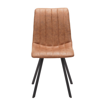 Chaise PU marron Eden pieds métal Takasit - Le Dépôt Bailleul
