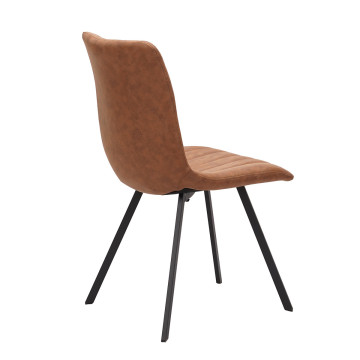 Chaise PU marron Eden pieds métal - Le Dépôt Bailleul