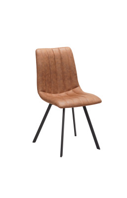 Chaise PU marron Eden pieds...