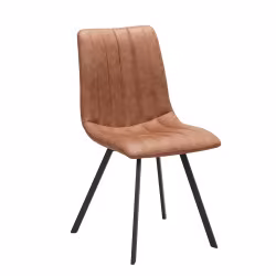 Chaise PU marron Eden pieds métal - Le Dépôt Bailleul