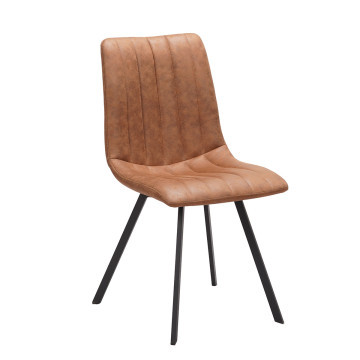 Chaise PU marron Eden pieds métal Takasit - Le Dépôt Bailleul