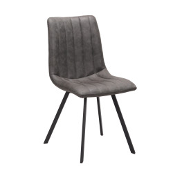 Chaise PU gris Eden pieds métal Takasit - Le Dépôt Bailleul