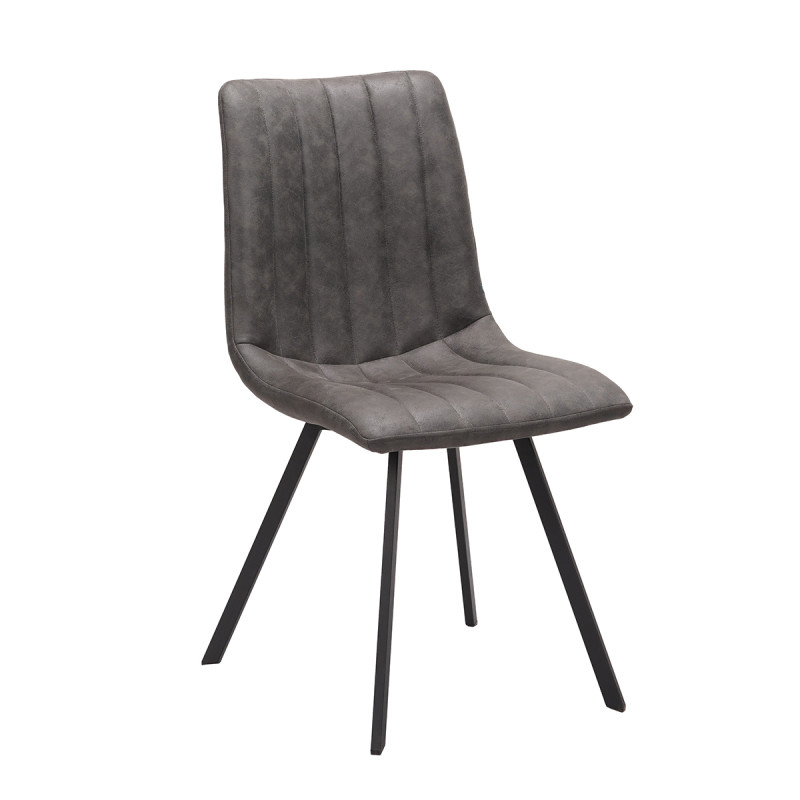 Chaise PU gris Eden pieds métal Takasit - Le Dépôt Bailleul
