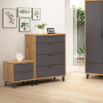 Commode 4 tiroirs naturel et gris Harry - Le Dépôt Bailleul