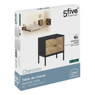 Table de chevet 2 tiroirs Chevrons MDF 5five - Le Dépôt Bailleul