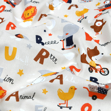 Tissu cretonne Alphabet 160cm 140g multicolore - Le Dépôt Bailleul