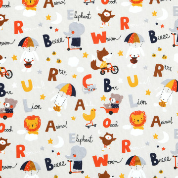 Tissu cretonne Alphabet 160cm 140g multicolore - Le Dépôt Bailleul