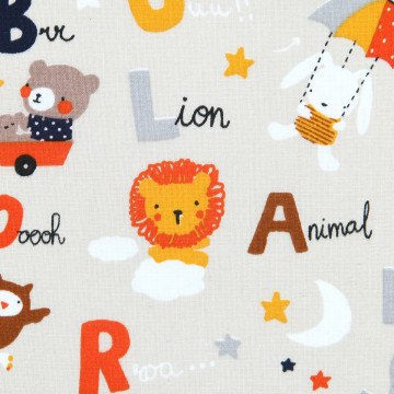 Tissu cretonne Alphabet 160cm 140g multicolore - Le Dépôt Bailleul