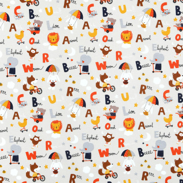 Tissu cretonne Alphabet 160cm 140g multicolore - Le Dépôt Bailleul