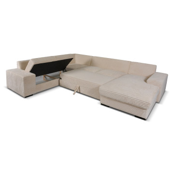 Canapé panoramique droit Diana velours beige - Le Dépôt Bailleul