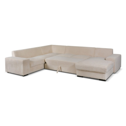 Canapé panoramique droit Diana velours beige - Le Dépôt Bailleul