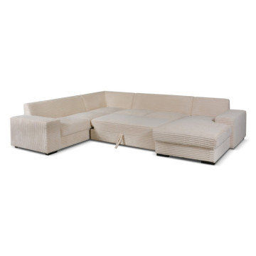 Canapé panoramique droit Diana velours beige - Le Dépôt Bailleul