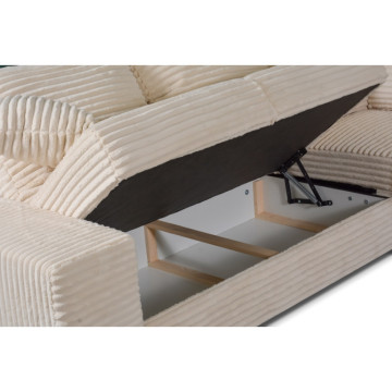 Canapé panoramique droit Diana velours beige - Le Dépôt Bailleul