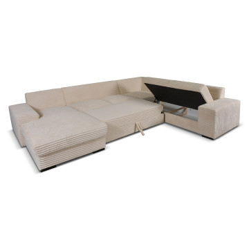 Canapé panoramique gauche Diana velours beige - Le Dépôt Bailleul