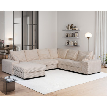 Canapé panoramique gauche Diana velours beige - Le Dépôt Bailleul