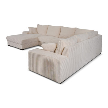 Canapé panoramique gauche Diana velours beige - Le Dépôt Bailleul