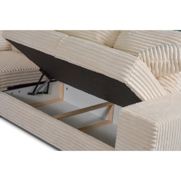 Canapé panoramique gauche Diana velours beige - Le Dépôt Bailleul