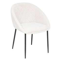 Chaise Seliso tissu chenille beige pieds métal Atmosphera - Le Dépôt Bailleul