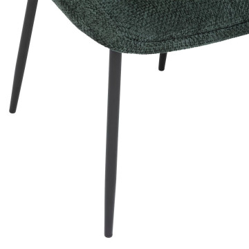 Chaise Seliso tissu chenille vert cèdre pieds métal Atmosphera - Le Dépôt Bailleul
