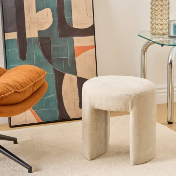 Pouf Jin D38 cm tissu beige Atmosphera - Le Dépôt Bailleul