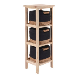 Chiffonnier 3 paniers noir/naturel PM - Le Dépôt Bailleul