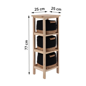 Chiffonnier 3 paniers noir/naturel PM - Le Dépôt Bailleul