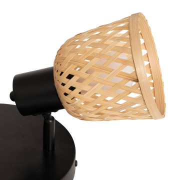 Plafonnier 3 lampes Lio 25 cm métal et bambou Atmosphera - Le Dépôt Bailleul