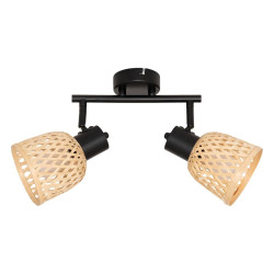 Applique 2 lampes Lio métal et bambou Atmosphera - Le Dépôt Bailleul