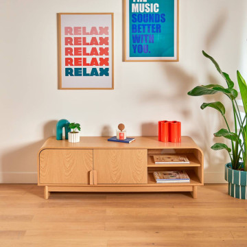 Meuble TV 2 portes et 1 étagère Lee Atmosphera - Le Dépôt Bailleul