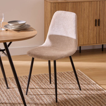 Chaise tissu chenille Tyka beige Atmosphera - Le dépôt Bailleul