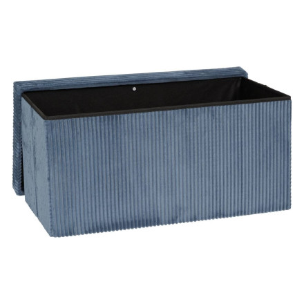 Pouf pliant double Arum côtelé 76 x 38 cm bleu encre Atmosphera - Le Dépôt Bailleul