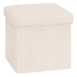 Pouf pliant Arum côtelé 38 x 38 cm ivoire Atmosphera - Le Dépôt Bailleul