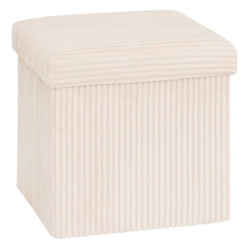 Pouf pliant Arum côtelé 38 x 38 cm ivoire Atmosphera - Le Dépôt Bailleul