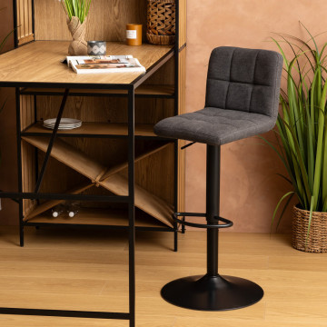 Tabouret de bar ajustable Delek tissu gris Atmosphera - Le Dépôt Bailleul
