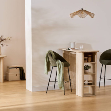 Table haute bar Anaya 120 cm MDF effet travertin Atmosphera - Le Dépôt Bailleul