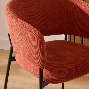 Fauteuil repas velours côtelé ambre Solea Atmosphera - Le Dépôt Bailleul