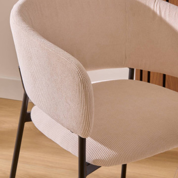 Fauteuil repas velours côtelé beige Solea Atmosphera- Le Dépôt Bailleul
