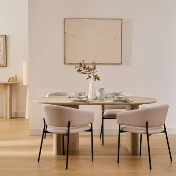 Table à manger 180 x 90 cm Anaya MDF effet travertin Atmosphera - Le Dépôt Bailleul
