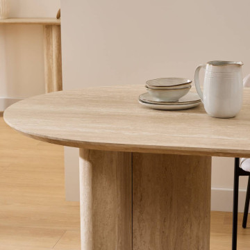 Table à manger 180 x 90 cm Anaya MDF effet travertin Atmosphera - Le Dépôt Bailleul