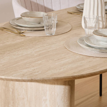 Table à manger 180 x 90 cm Anaya MDF effet travertin Atmosphera - Le Dépôt Bailleul