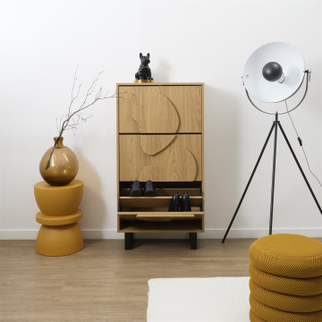 Meuble à chaussures 3 abattants Calypso pieds métal - Le Dépôt Bailleul