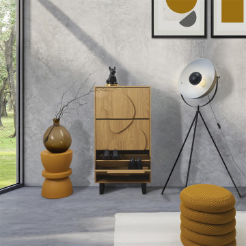 Meuble à chaussures 3 abattants Calypso pieds métal - Le Dépôt Bailleul