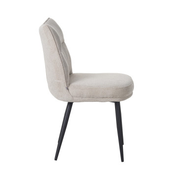 Chaise Louise tissu beige pieds métal Takasit - Le Dépôt Bailleul