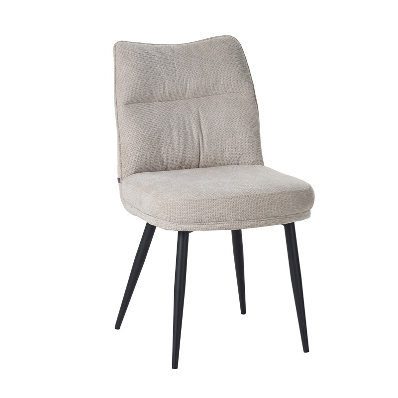 Chaise Louise tissu beige pieds métal Takasit - Le Dépôt Bailleul
