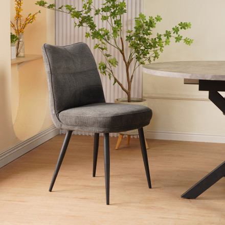 Chaise Louise tissu gris pieds métal Takasit - Le Dépôt Bailleul