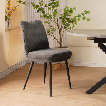 Chaise Louise tissu gris pieds métal Takasit - Le Dépôt Bailleul