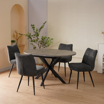 Chaise Louise tissu gris pieds métal Takasit - Le Dépôt Bailleul