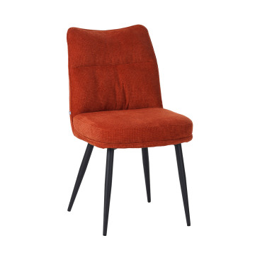 Chaise Louise tissu terracotta pieds métal Takasit - Le Dépôt Bailleul